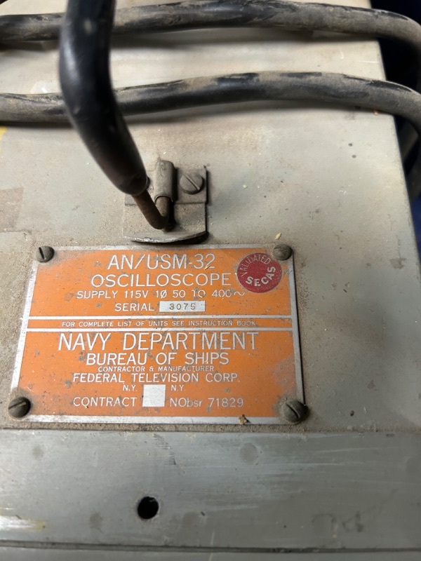 Photo 2 of US Navy Oscilloscope OS-34/USM-32 untested dusty as found 