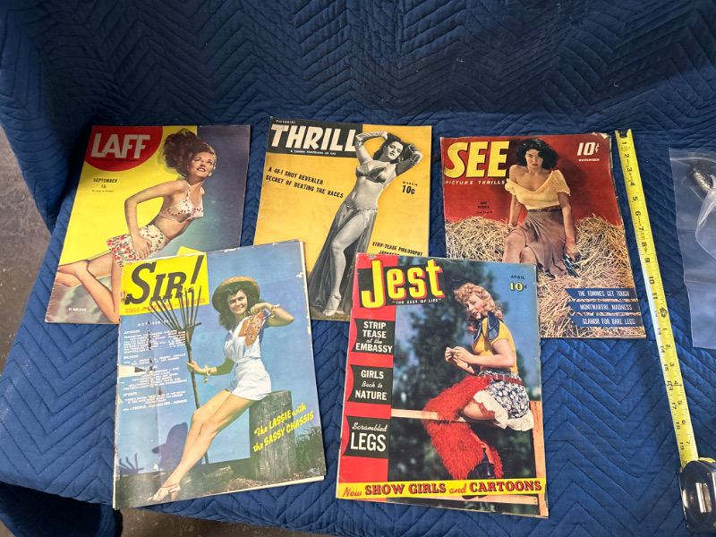 Photo 1 of 5 Vintage oversize pin up magazines from 1940's WWII Jane Russell 