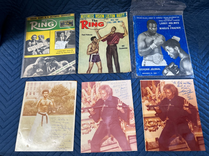 Photo 1 of Vintage Boxing magazines and program and signed black belt photos 