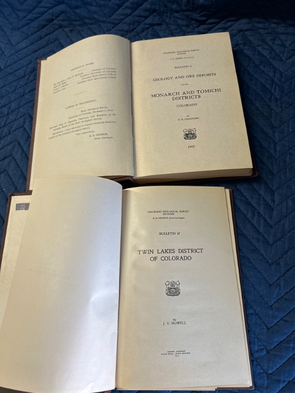 Photo 2 of Colorado geological and ore Monarch and Tomichi  survey  1913 with many maps and Twin lakes district 1919 with map