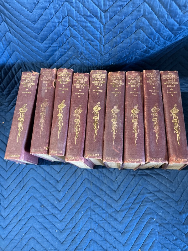 Photo 1 of set of 9 books James Whitcomb Riley missing volume 9 very old and used rough  edges 