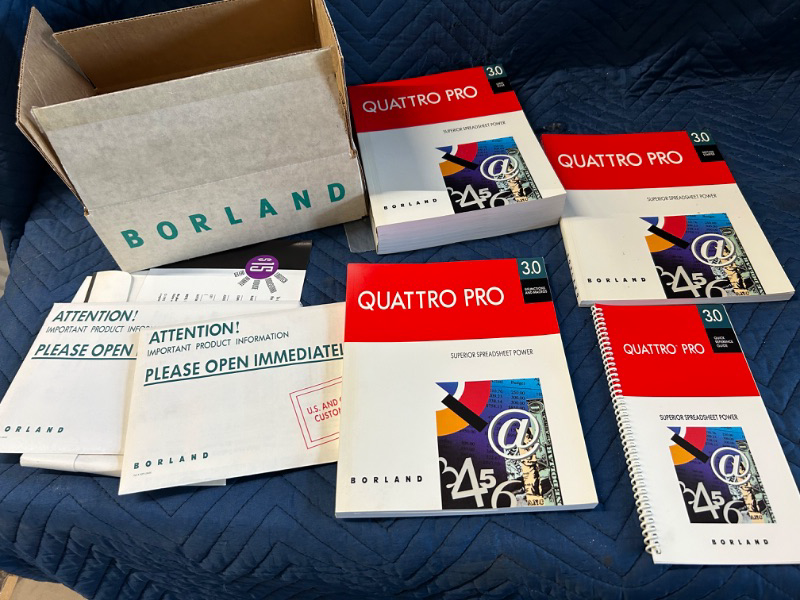 Photo 1 of Vintage Borland Quattro Pro 3.0 computer books in original box 