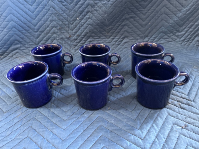 Photo 1 of Set of 6 Cobalt Blue Fiestaware coffee mugs 