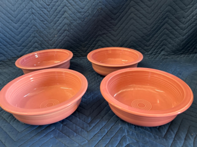 Photo 2 of Set of 4 Large Pink serving bowls by Fiestaware Measures 8 1/4" x 3" tall  