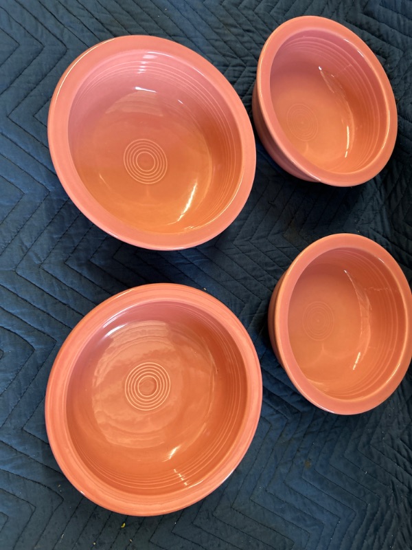 Photo 1 of Set of 4 Large Pink serving bowls by Fiestaware Measures 8 1/4" x 3" tall  