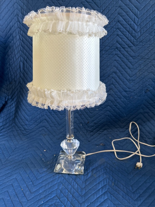 Photo 1 of Vintage glass etched glass  lamp measures 19" tall 