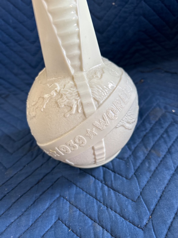 Photo 2 of 1939 Worlds Fair Milk Glass Bottle 