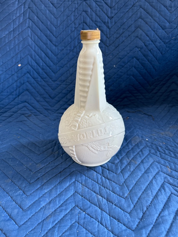 Photo 1 of 1939 Worlds Fair Milk Glass Bottle 