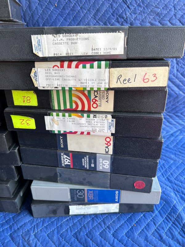 Photo 2 of Lot of oversize TV Broadcast videocassettes(not VHS) from the 1980's some are from Old Las Vegas show Les Sorcery from Magician Johnny Thompson estate 