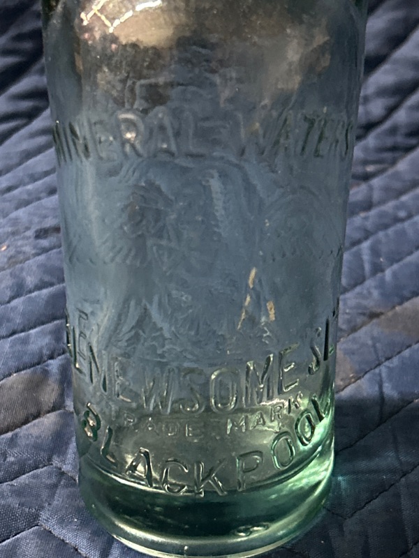 Photo 2 of Antique Mineral Water bottle from Blackpool England with marble inside 