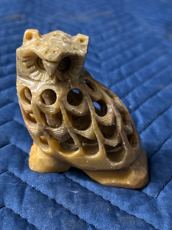 Photo 1 of Small carver marble owl measures almost 3 inches tall 