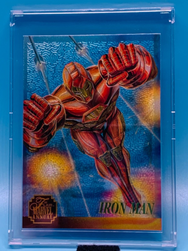 Photo 1 of 461573…flair marvel annual chromium iron man card 3 in hard plastic case 