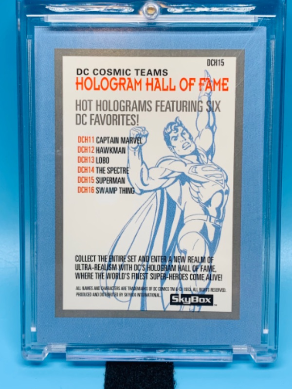 Photo 2 of 461669…Superman cosmic teams hologram hall of fame card in hard plastic case