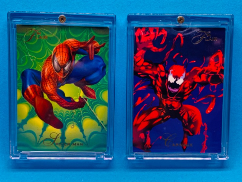 Photo 1 of 461670…flair maximum carnage Spider-Man and carnage cards in hard plastic cases