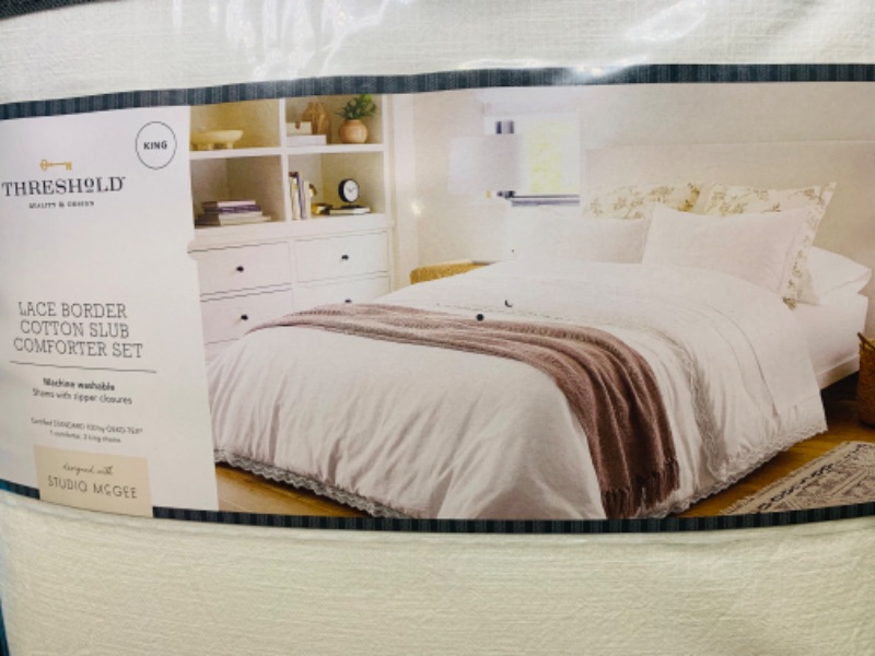 Photo 4 of 462160…studio McGee king size lace border cotton slub comforter set 