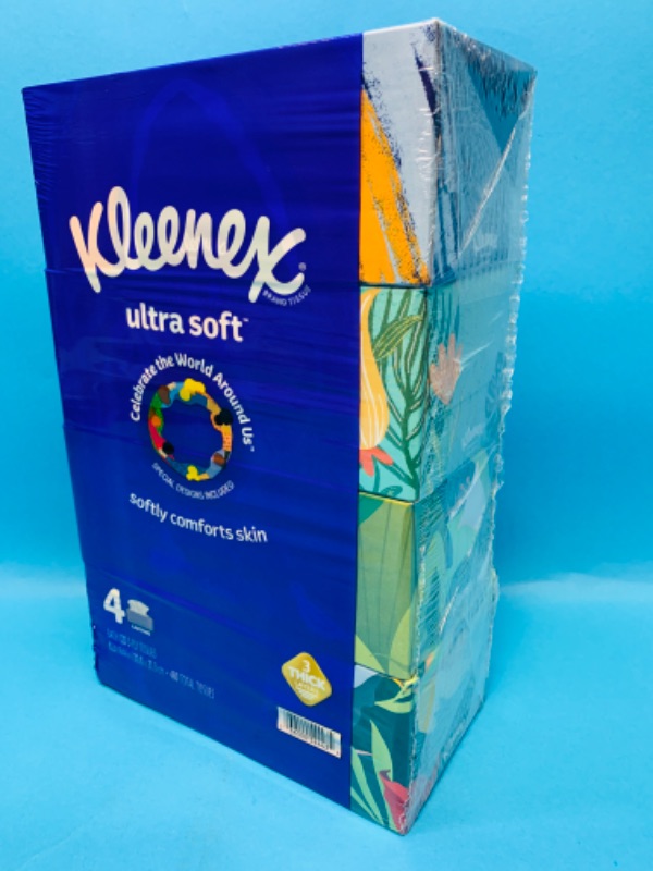 Photo 1 of 462246… 4 boxes of Kleenex ultra soft 3 ply tissues with specialty design 