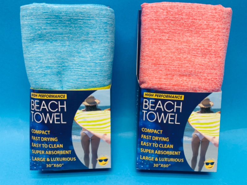 Photo 1 of 462316… 2 compact beach towels super absorbent 30 x 60”