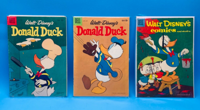Photo 1 of 462453…3 vintage $.10 Walt Disney Donald Duck comics in plastic sleeves 