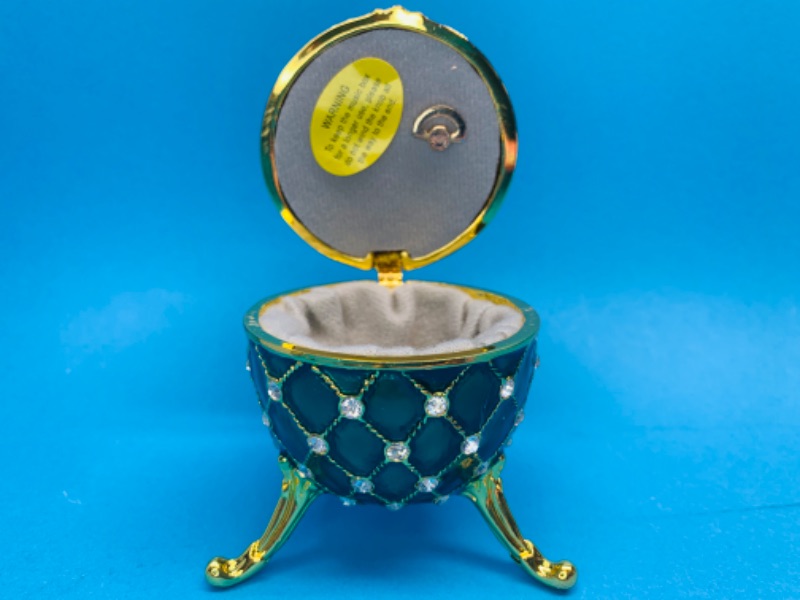 Photo 1 of 494446…4” impulse jeweled and crystal enamel hinged musical trinket box in box