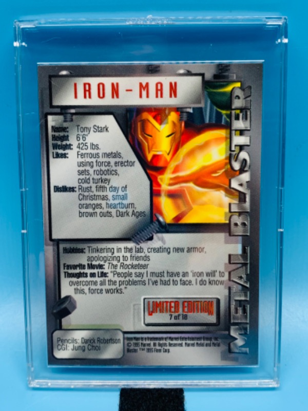 Photo 2 of 494465…marvel metal iron man card 7 in hard plastic case 