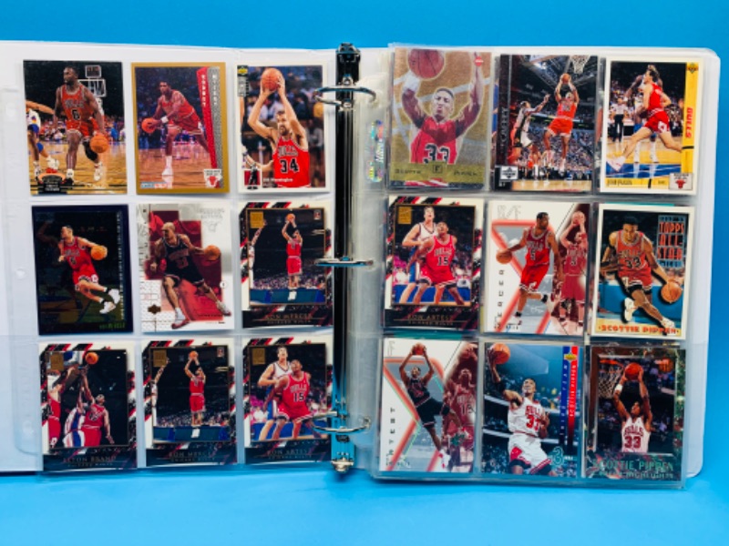 Photo 1 of 494469…binder of Chicago Bull trading cards all pages photographed 