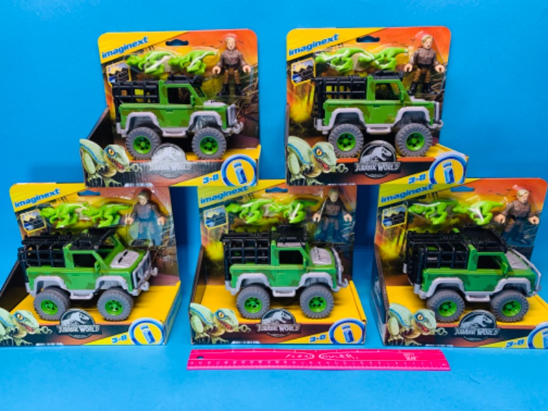Photo 1 of 494649… 5 imaginext Jurassic world 3-8 jeep and dinosaur toys in boxes