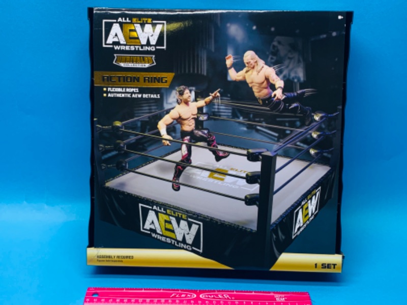Photo 1 of 494669… AEW unrivaled collection action wrestling ring with flexible ropes in box
