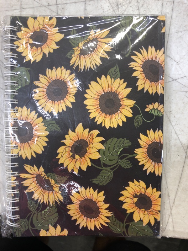 Photo 2 of Vintage Sunflower With Green Leaves - A5 Clothed Spiral Notebook - Ruled Notebook/Journal - Lined 5.83" X 8.27" Durable Books - College Ruled Spiral Notebook/Journal - Coated Paper Cover Journal