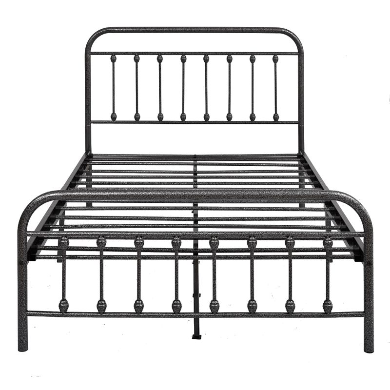 Photo 1 of alazyhome Simple Vintage Queen Metal Platform Bed Frame, Easy-Assembly, Black Silvar