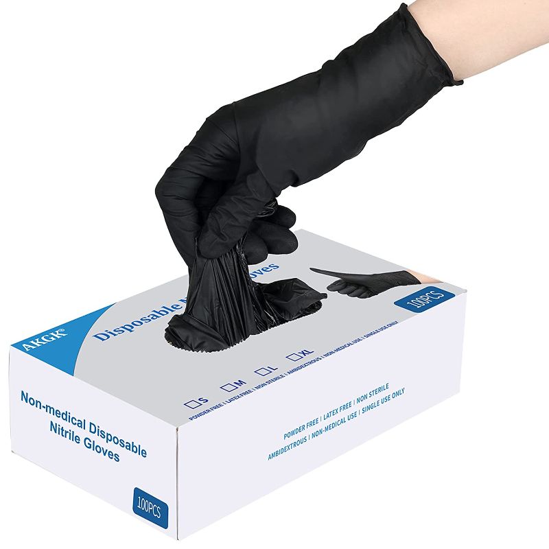 Photo 1 of 100 Pcs Disposable Gloves Large, Black Gloves
