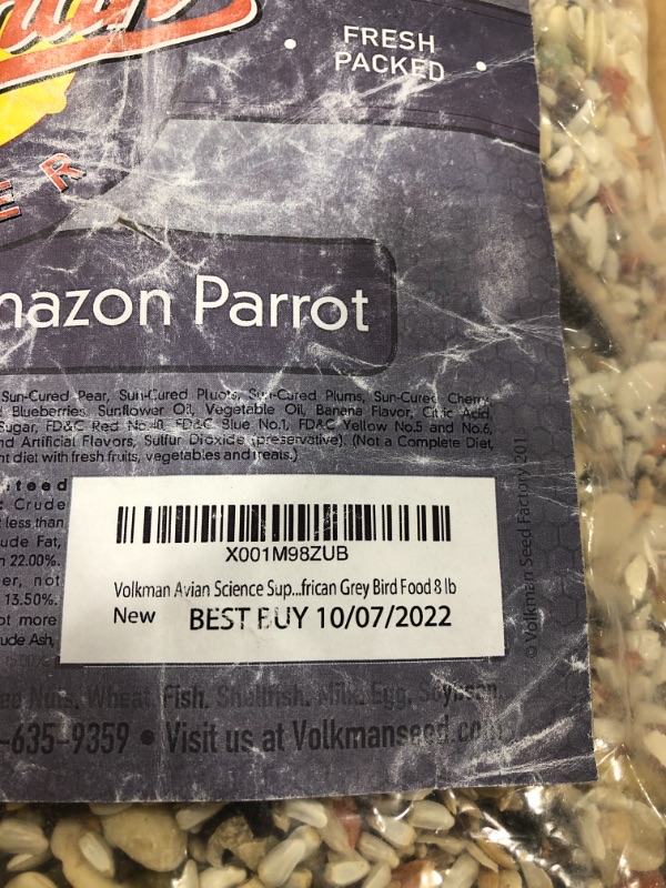 Photo 3 of Volkman Avian Science Super African Grey Bird Food, 8lbs ( BEST BY OCT 07, 2022 )
