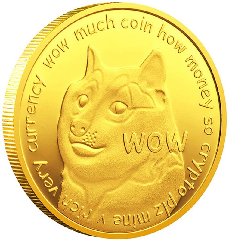 Photo 2 of 5 pack-- Dogecoin Coins Commemorative 2021 New Collectors Gold/Silver Plated Doge Coins, Gold Dogecoin Coins Commemorative 
