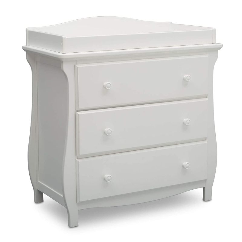 Photo 1 of Delta Children Lancaster 3 Drawer Dresser with Changing Top, Bianca White
