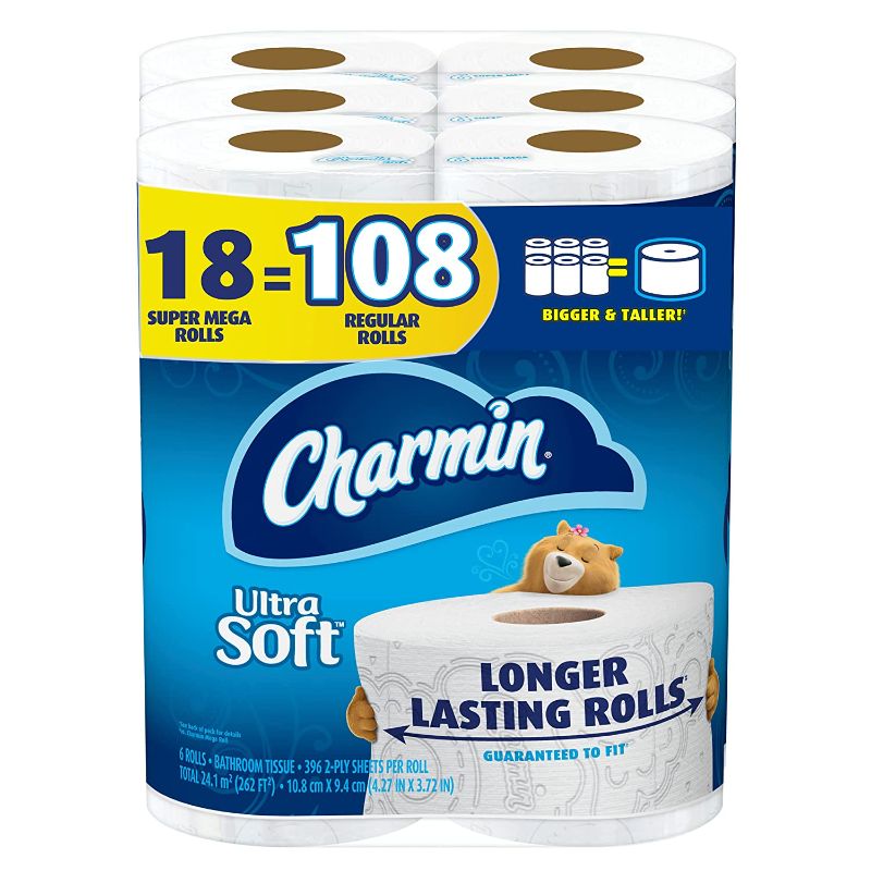 Photo 1 of Charmin Super Mega Roll Ultra Soft Toilet Paper, 18 Count
