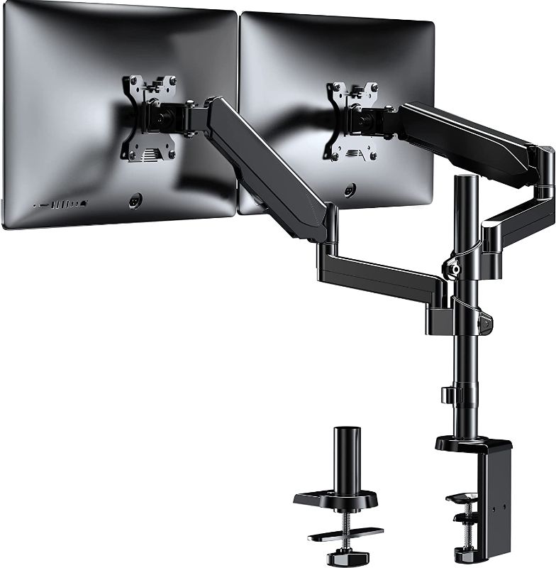 Photo 1 of WALI Premium Dual LCD Monitor Desk Mount Fully Adjustable Gas Spring Stand for Display up to 32 inch, GSDM002, (Black)
