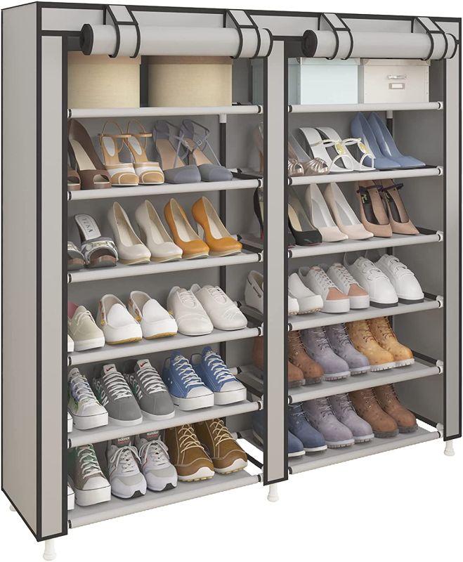 Photo 1 of UDEAR Shoe Rack Portable Storage Free Standing Shoe Organizer with Non-Woven Fabric Cover Grey
