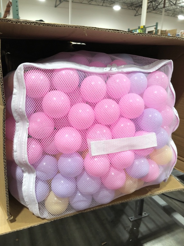 Photo 2 of Amazon Basics BPA Free Plastic Ball Pit Balls with Storage Bag, 400 ct (2.3” Diameter), Pastels
