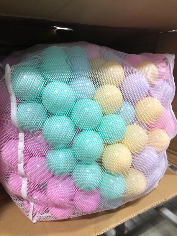 Photo 3 of Amazon Basics BPA Free Plastic Ball Pit Balls with Storage Bag, 400 ct (2.3” Diameter), Pastels
