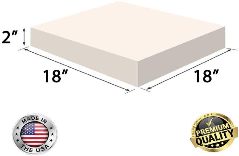 Photo 1 of 4 Pack-- FoamRush 2" x 18" x 18" Upholstery Foam Cushion High Density (Chair Cushion Square Foam for Dining Chairs, Wheelchair Seat Cushion Replacement)
