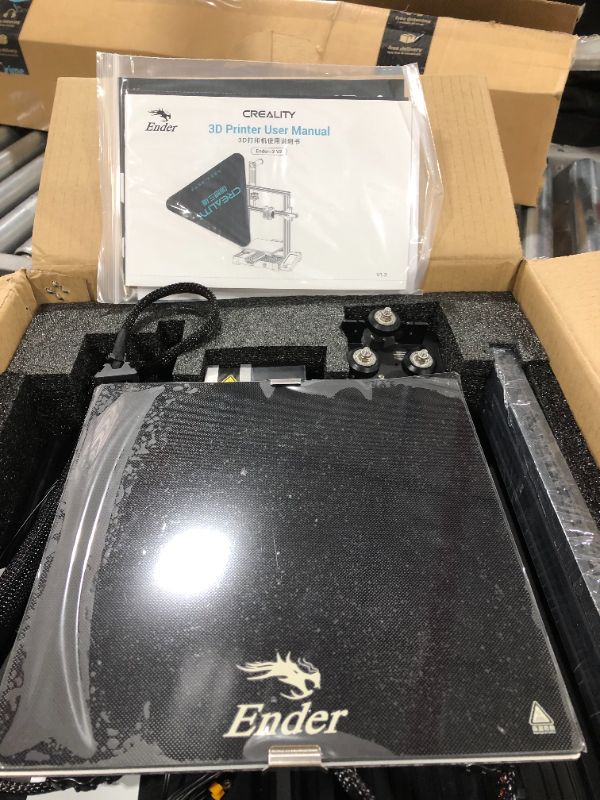 Photo 1 of Official Creality Ender 3 V2 3D Printer Upgraded Integrated Structure Design with Silent Motherboard MeanWell Power Supply and Carborundum Glass Platform 8.66x8.66x9.84 Inch Printing Size
