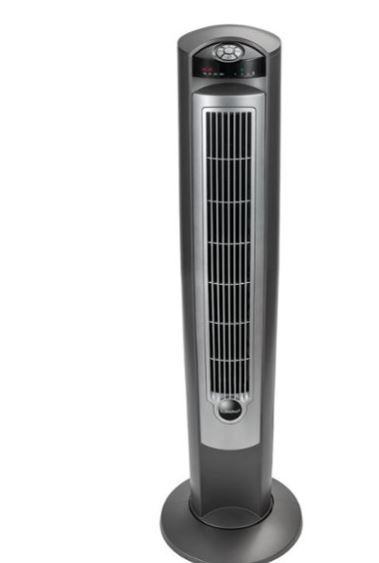 Photo 1 of Lasko Wind Curve Tower Fan with Nighttime Setting, Gray/Silver - Gray
