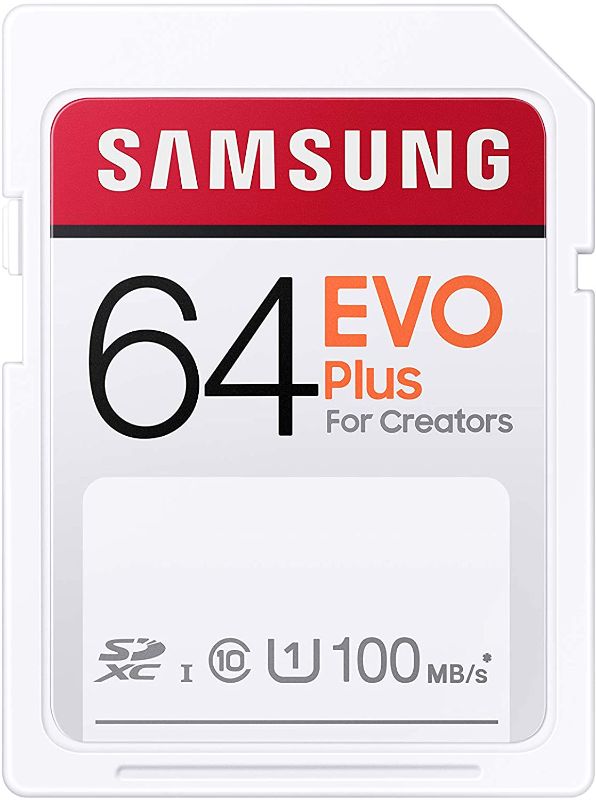 Photo 1 of SAMSUNG EVO Plus SDXC Full Size SD Card 64GB (MB SC64H), MB-SC64H/AM
