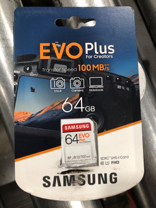 Photo 2 of SAMSUNG EVO Plus SDXC Full Size SD Card 64GB (MB SC64H), MB-SC64H/AM
