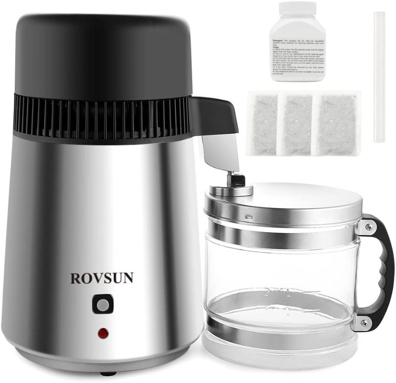 Photo 1 of ROVSUN Stainless Steel Countertop Water Distiller Machine, 4L Distilled Water Maker , 1L/H, 750W
