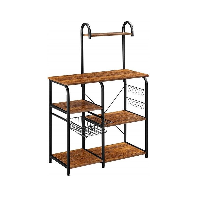 Photo 1 of 4-Layer MDF Wood Wine Rack Iron Kitchen Shelves Storage
