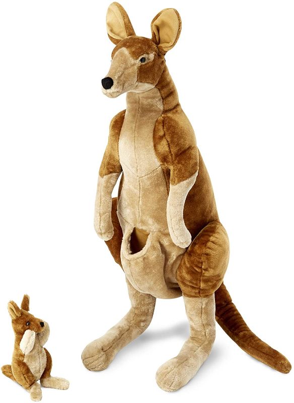 Photo 1 of Melissa & Doug Giant Kangaroo and Baby Joey in Pouch - Lifelike Stuffed Animal (nearly 3 feet tall)
