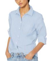 Photo 1 of Amazon Essentials Women's Classic-Fit Long Sleeve Button Down Poplin Shirt
