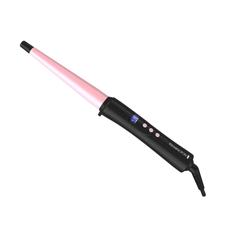 Photo 1 of REMINGTON Pro Pearl Ceramic Conical Curling Wand, Digital Controls + 10 Heat Settings, Black/Pink, CI95AC4
