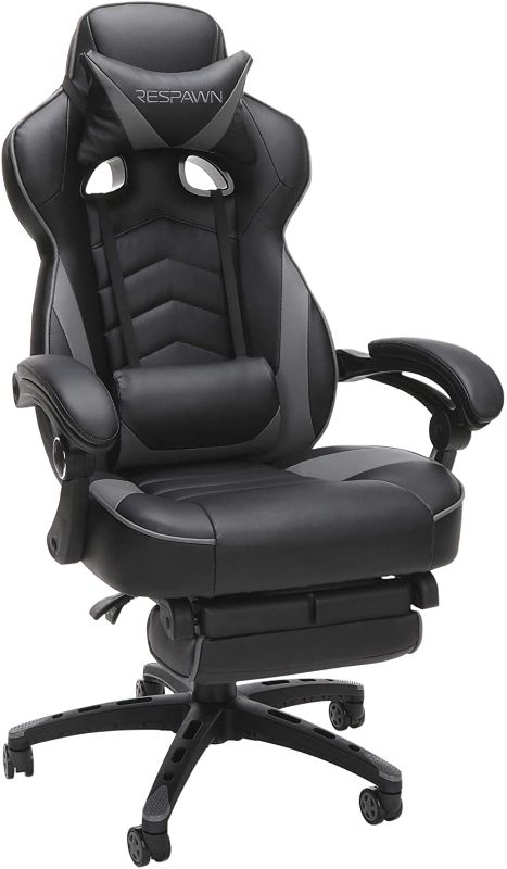 Photo 1 of RESPAWN RSP-110 Racing Style Gaming, Reclining Ergonomic Chair with Footrest, Gray
