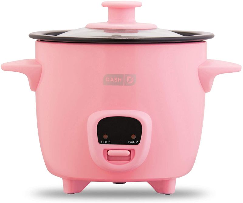 Photo 1 of Dash Mini Rice Cooker Steamer with Removable Nonstick Pot, Keep Warm Function & Recipe Guide, 2 cups, for Soups, Stews, Grains & Oatmeal - Pink
